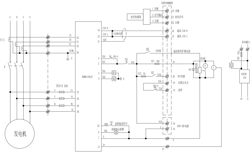 控制面板內部接線圖-QSNT-G3電噴康明斯柴油發電機組.png