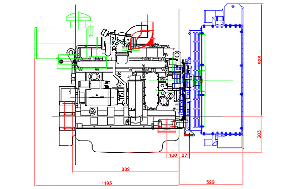 6CTAA8.3-G2東風康明斯發(fā)動機外形尺寸側(cè)視圖.png