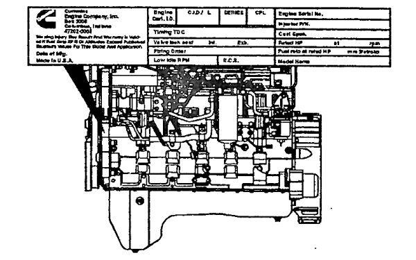 康明斯柴油機銘牌的安裝位置.png