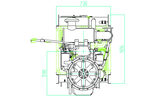 QSB3.9-G31東風康明斯發動機外形尺寸后視圖.png