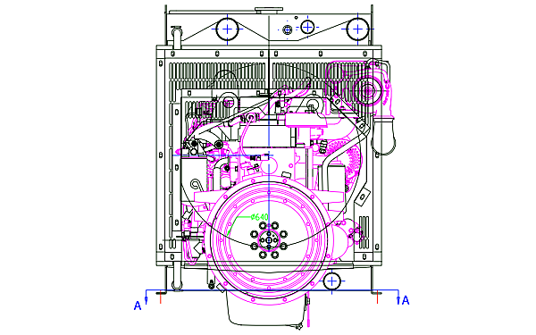 QSB5.9-G2東風康明斯發動機外形尺寸后視圖.png