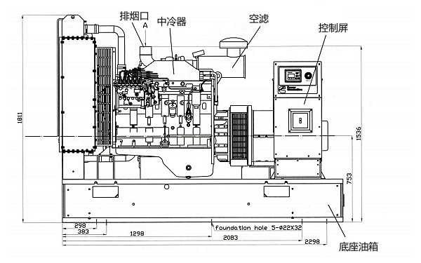 C175D5康明斯柴油發電機組外形尺寸側視圖.png