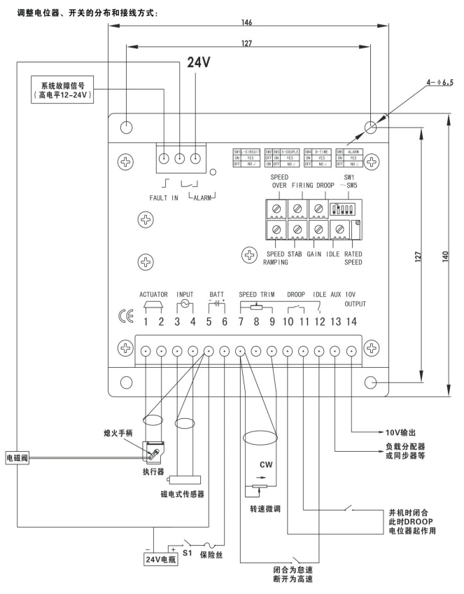 調(diào)速板電位器、開關(guān)和接線方式-康明斯柴油發(fā)電機(jī)組.png