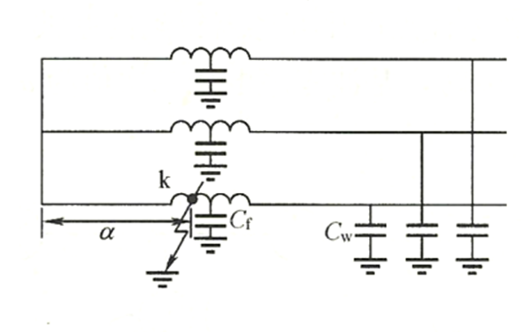 發電機定子繞組單相接地時的電路圖.png