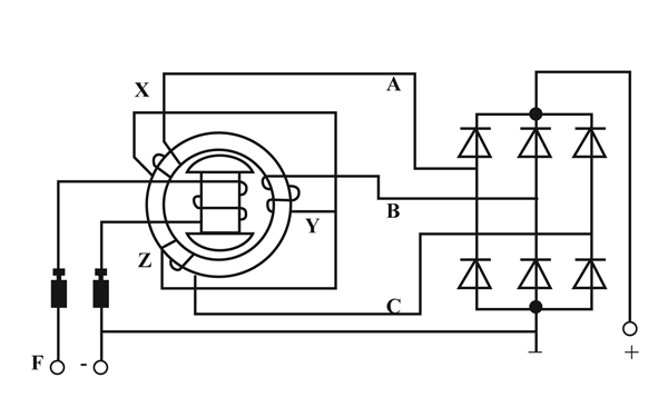 硅整流發(fā)電機(jī)電路示意圖png